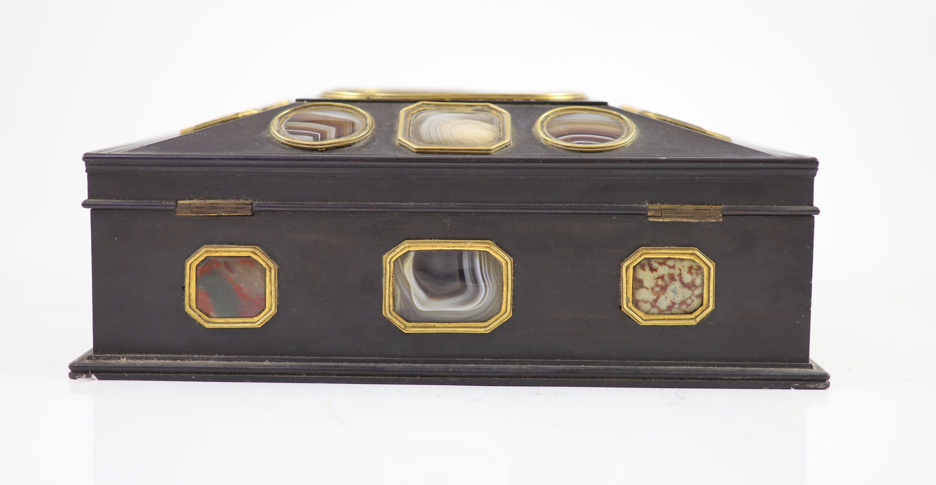 A late George III Grand Tour Souvenir ebony work box width 29cm depth 21cm height 11cm